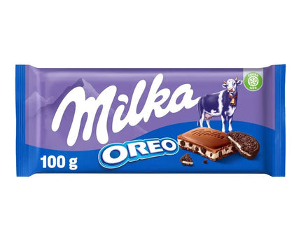 Milka Oreo 100g – Halal & Vegetarische Alpenmelk Chocolade met Knapperige Oreo Koekjes Milka