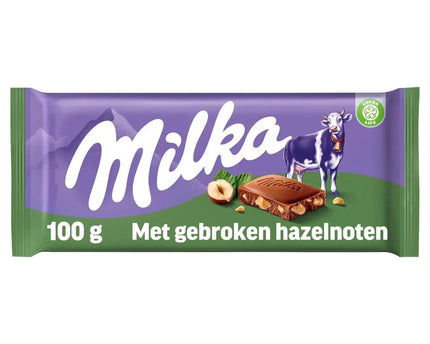 Milka Gebroken Noten 100g – Halal & Vegetarische Chocoladereep met Hazelnoten 🍫🌰 Milka
