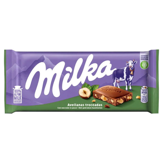 Milka Gebroken Noten 100g – Halal & Vegetarische Chocoladereep met Hazelnoten 🍫🌰 Milka