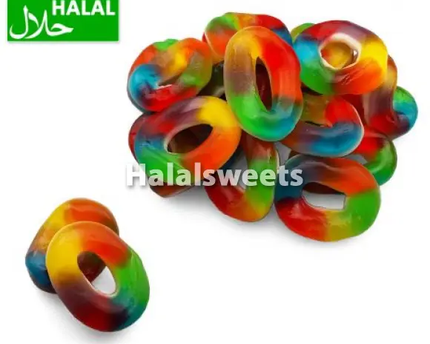 DP Jelly Rainbow Rings – Halal Regenboog Gummy Ringen – Fruitige Halal Snoep (Halal Candy) DP