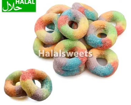 DP Sugared Rainbow Rings – Halal Gezoete Regenboog Ringen – Fruit Gummies (Halal Candy) DP