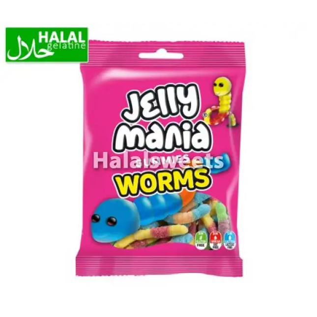 Jake Jelly Mania Worms – Halal Zure Fruit Worms Jake